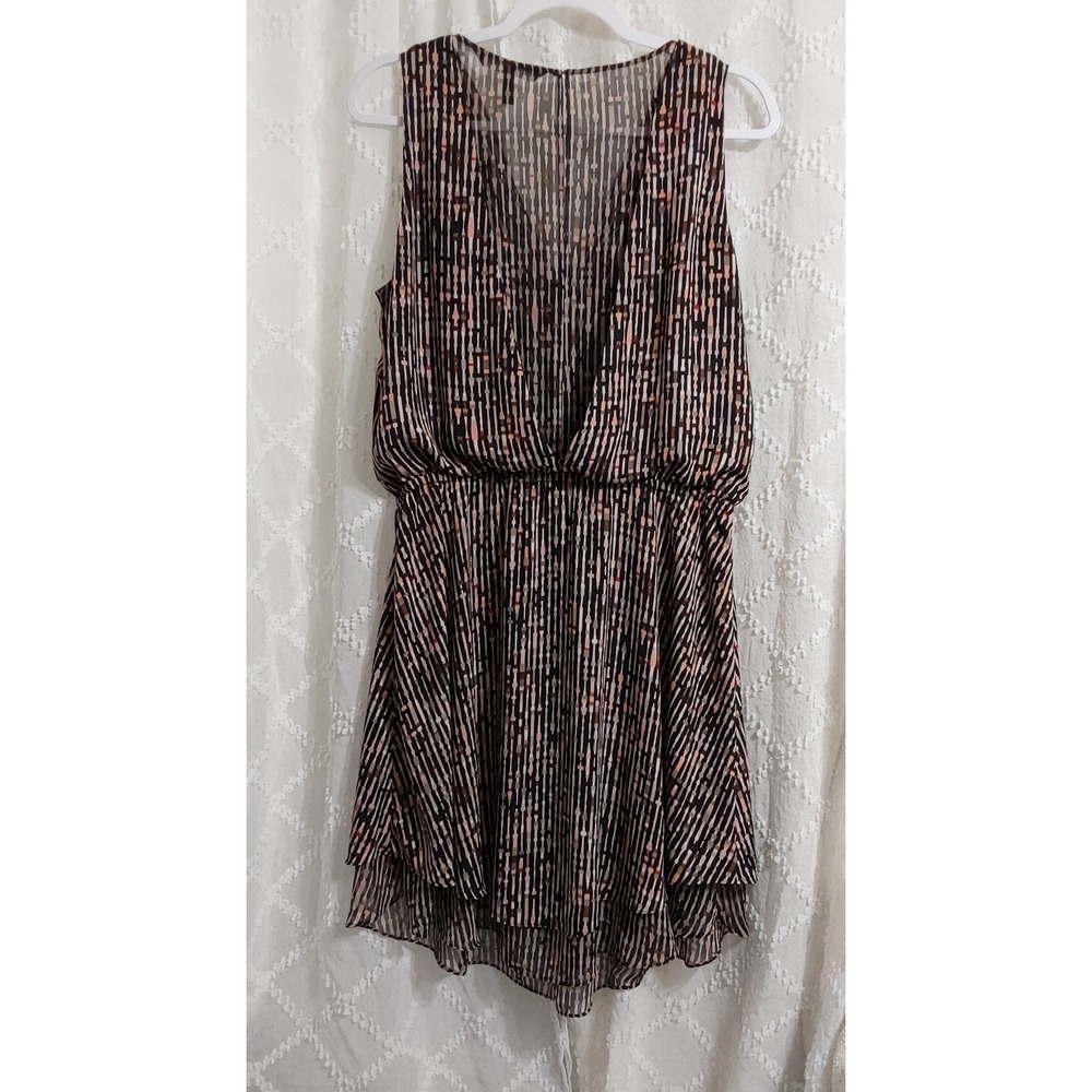 White House Black Market Studded V-Neck Geometric Print High-Low Dress Size 12
